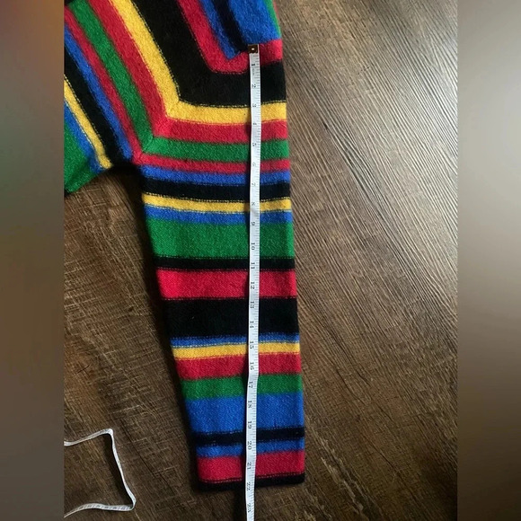 TALBOTS 90s vintage wool sweater rainbow striped peacoat cardigan sz M - Picture 9 of 15